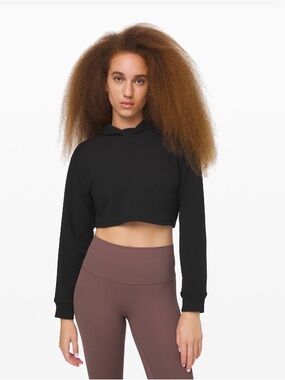 Cropped black lightweight LuLu hoodie